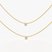 Twin Cluster Solitaire Layered Necklace Set