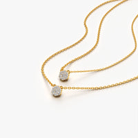 Twin Cluster Solitaire Layered Necklace Set