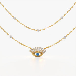 Double Layer Evil Eye Charm Necklace