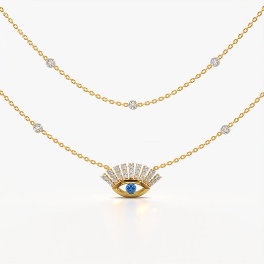 Double Layer Evil Eye Charm Necklace