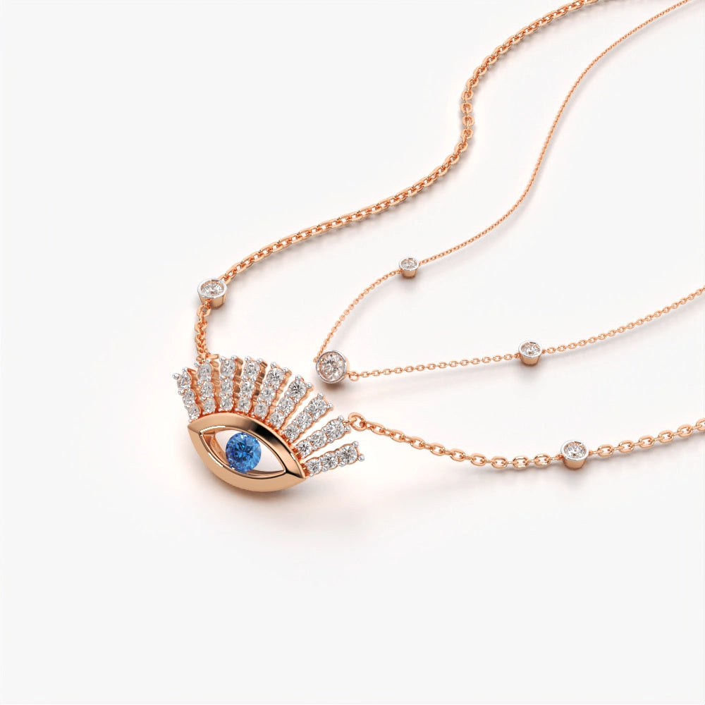 Double Layer Evil Eye Charm Necklace