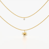 Sunburst and Solitaire Layered Necklace