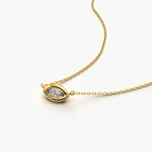 Sideways Marquise Solitaire Necklace