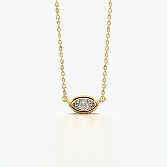 Sideways Marquise Solitaire Necklace