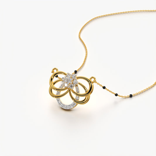 Interlocking Loops Floral Moissanite Mangalsutra Necklace