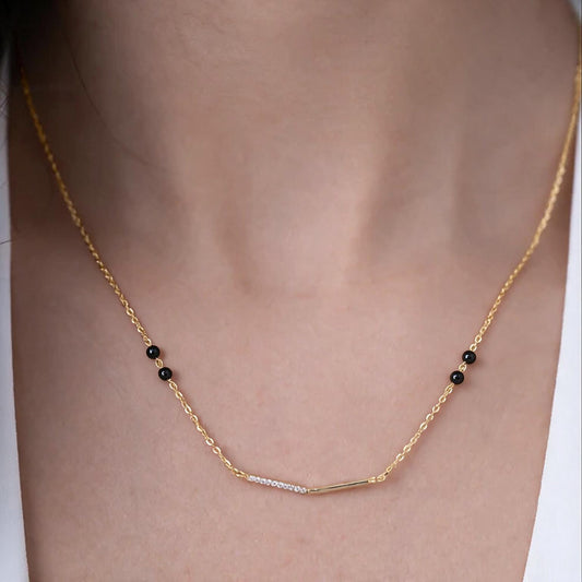 Half Pave Chevron Bar Mangalsutra