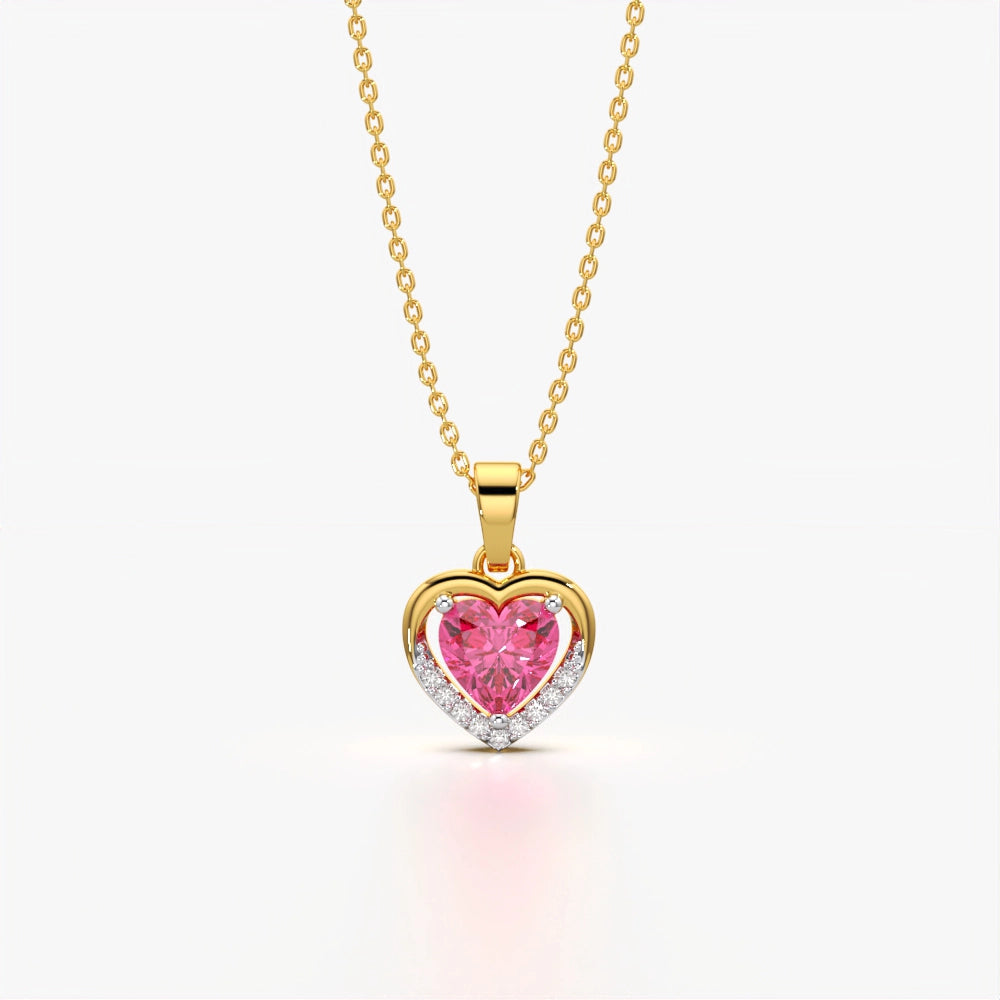Pink Heart Diamond Necklace
