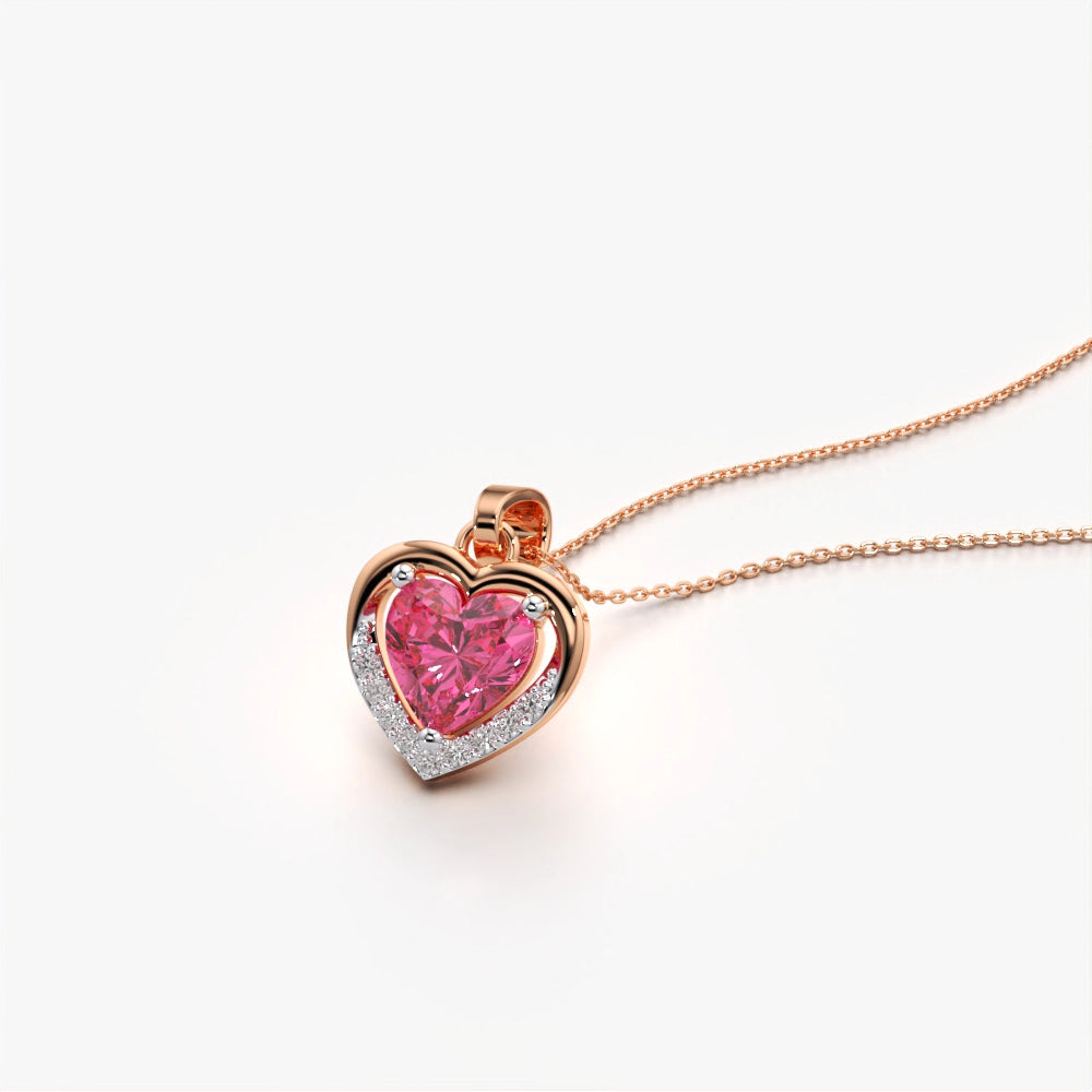 Pink Heart Diamond Necklace