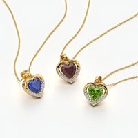 Pink Halo Heart Pendant Necklace