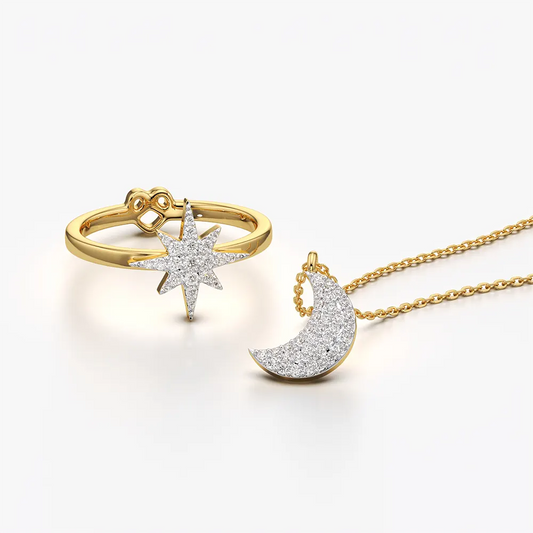 Crescent Moon and North Star Jewellery Set