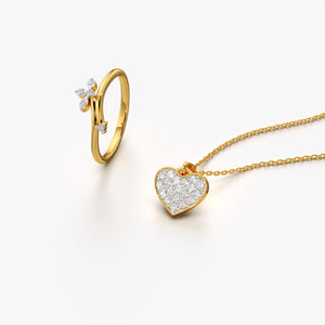 Leaf & Heart Glow Gold Vermeil Combo