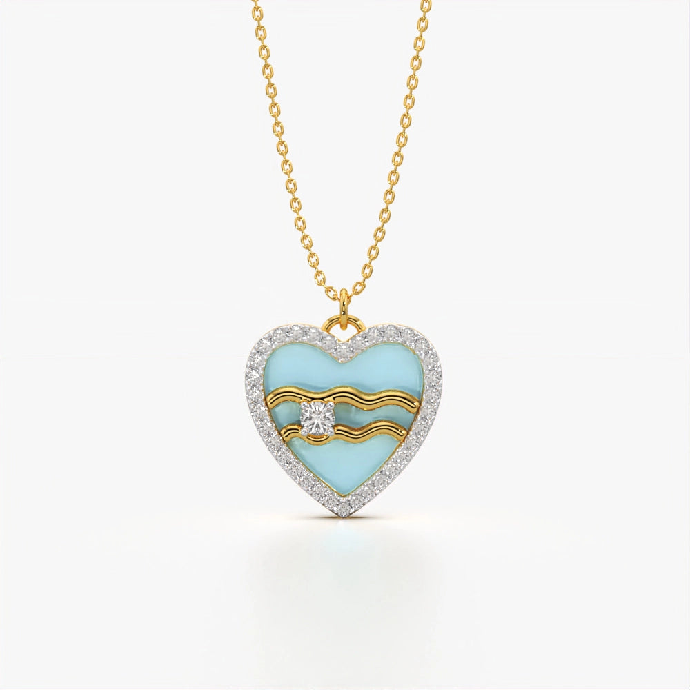 Ocean Wave Heart Necklace