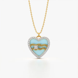 Ocean Wave Heart Necklace