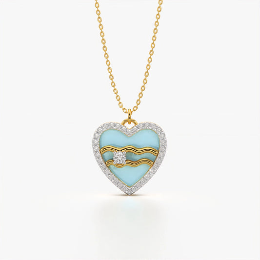 Ocean Wave Heart Necklace