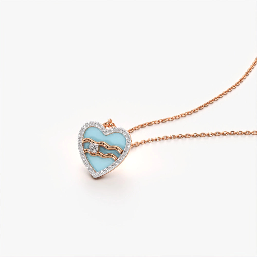 Ocean Wave Heart Necklace