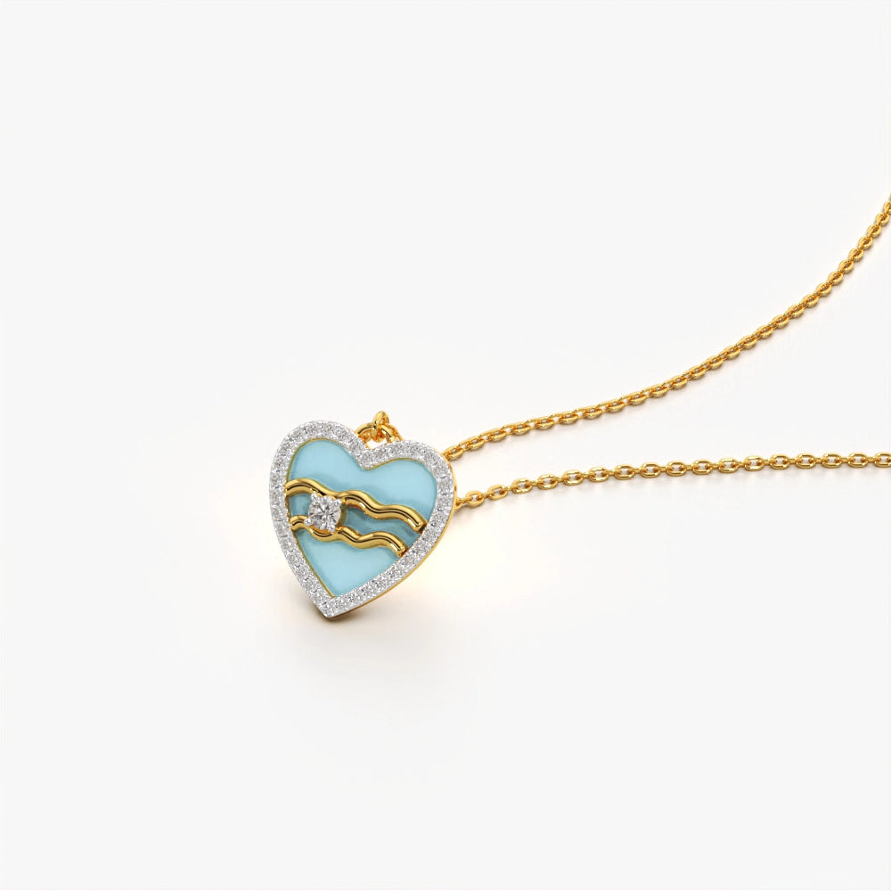 Ocean Wave Heart Necklace