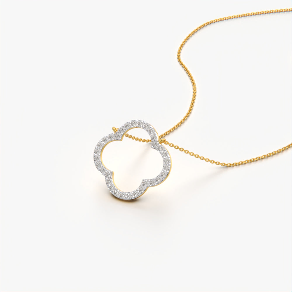 Round Diamond Clover Necklace