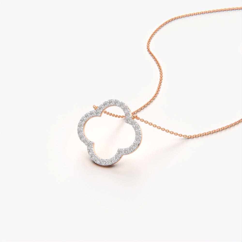 Round Diamond Clover Necklace