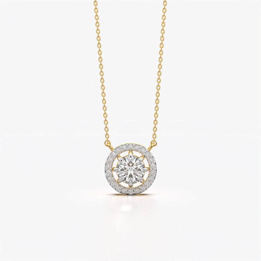 Halo Solitaire Pendant Necklace