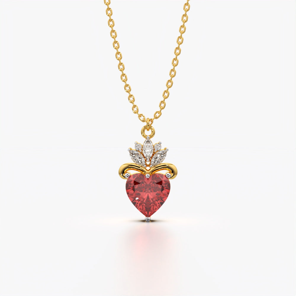 Crowned Red Heart Necklace