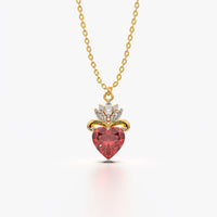 Sacred Heart Crowned Pendant Necklace