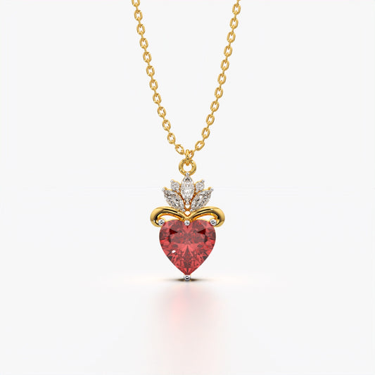 Crowned Red Heart Necklace