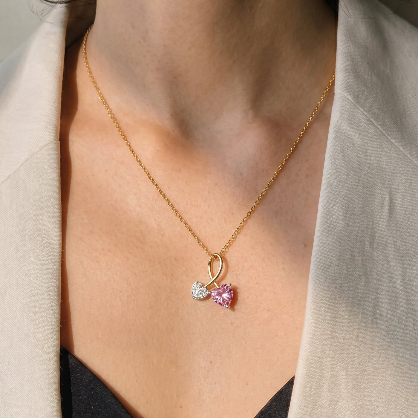Double Heart Pendant Necklace