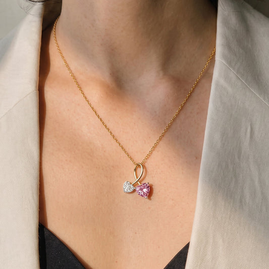 Double Heart Pendant Necklace