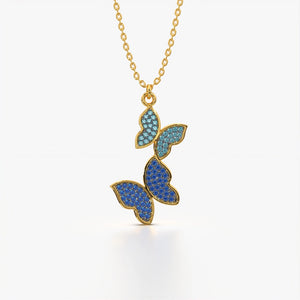 Color Diamond Set Butterfly Pendant