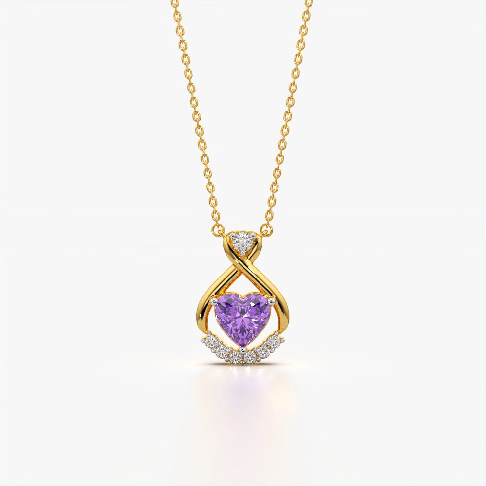 Purple Heart Twist Pendant Necklace