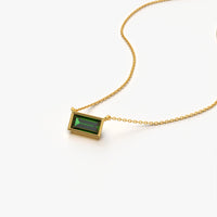 Minimal Green Baguette Pendant Necklace