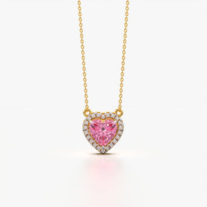 Halo Setting Heart Necklace