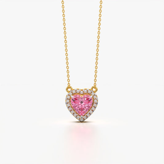 Halo Setting Heart Necklace
