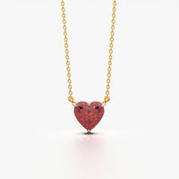Ruby Red Heart Solitaire Pendant Necklace