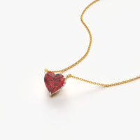 Ruby Red Heart Solitaire Pendant Necklace
