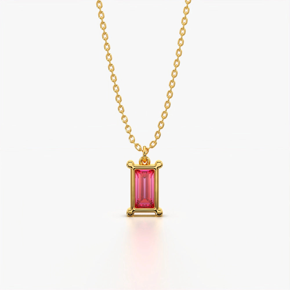 Pink Solitaire Diamond Necklace