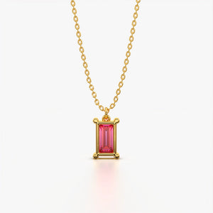 Pink Soliatire Diamond Necklace