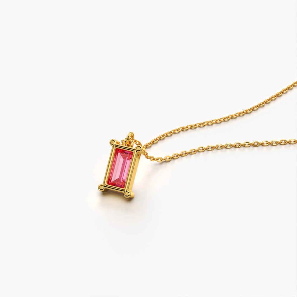 Minimal Pink Baguette Pendant