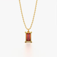 Baguette Solitaire Framed Pendant Necklace