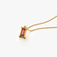 Baguette Solitaire Framed Pendant Necklace
