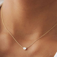 Sideways Pear Bezel Pendant Necklace