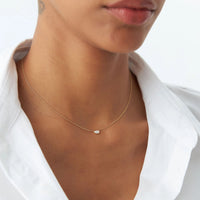 Sideways Pear Bezel Pendant Necklace