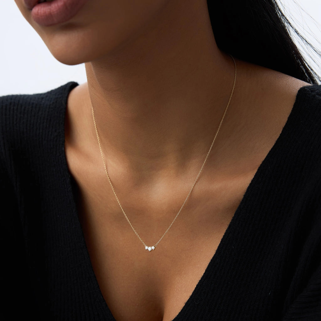 Three-Stone Diamond Pendant Necklace