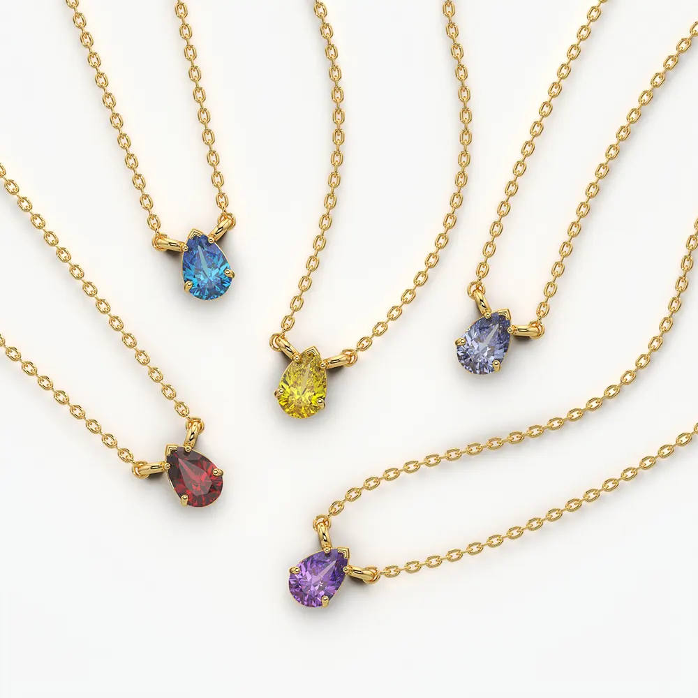 Pear Solitaire Pendant Necklace