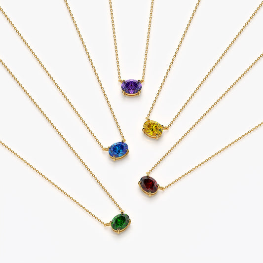 East West Oval Solitaire Necklace