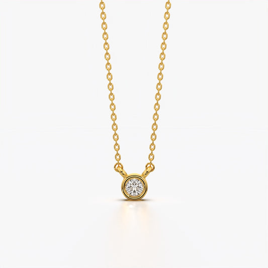 Round Bezel Solitaire Pendant Necklace
