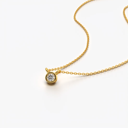 Round Bezel Solitaire Pendant Necklace