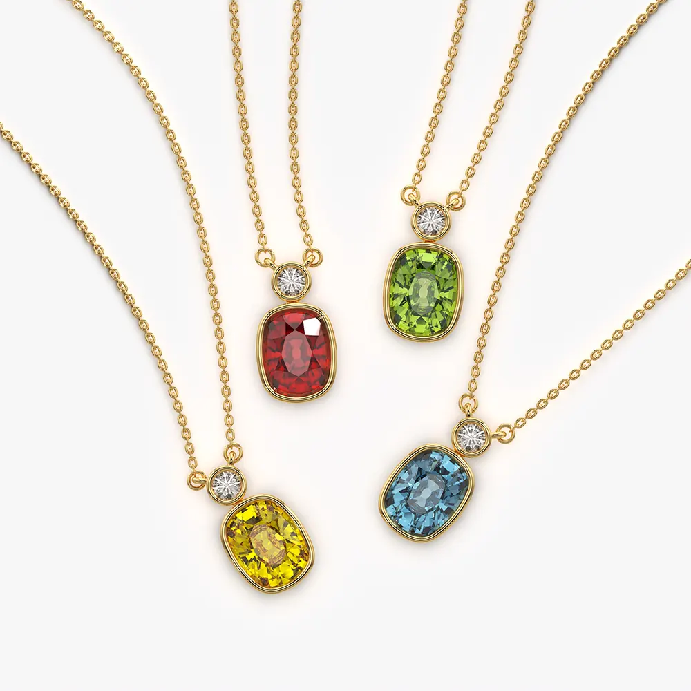 Cushion Cut Bezel Pendant Necklace