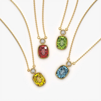 Cushion Cut Bezel Necklace