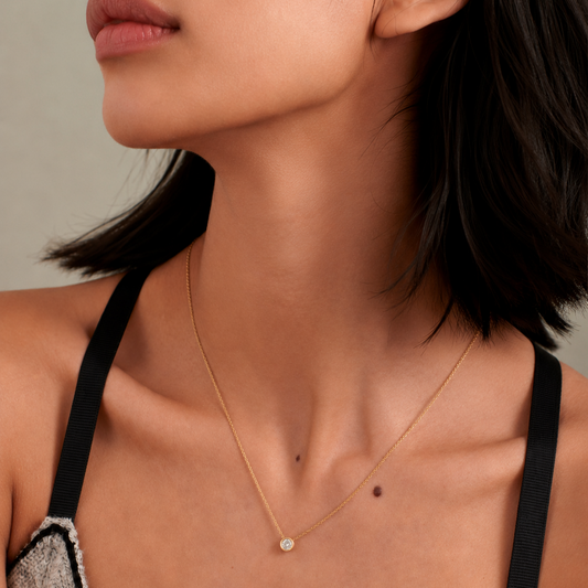 Round Bezel Solitaire Pendant Necklace